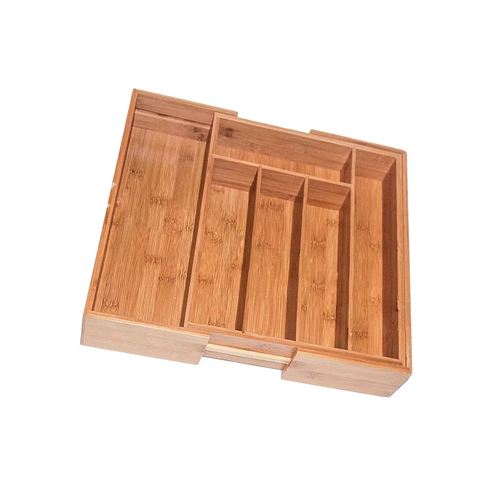 

Kitchen Non-Retractable Bamboo Cutlery Tray Storage Box Tableware Home Kitchen Jewelry Tools Drawer Organizer