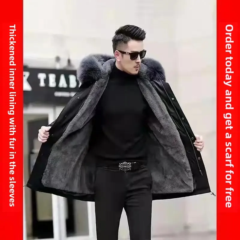 Новая зимняя мужская парка со съемной внутренней подкладкой пальто средней