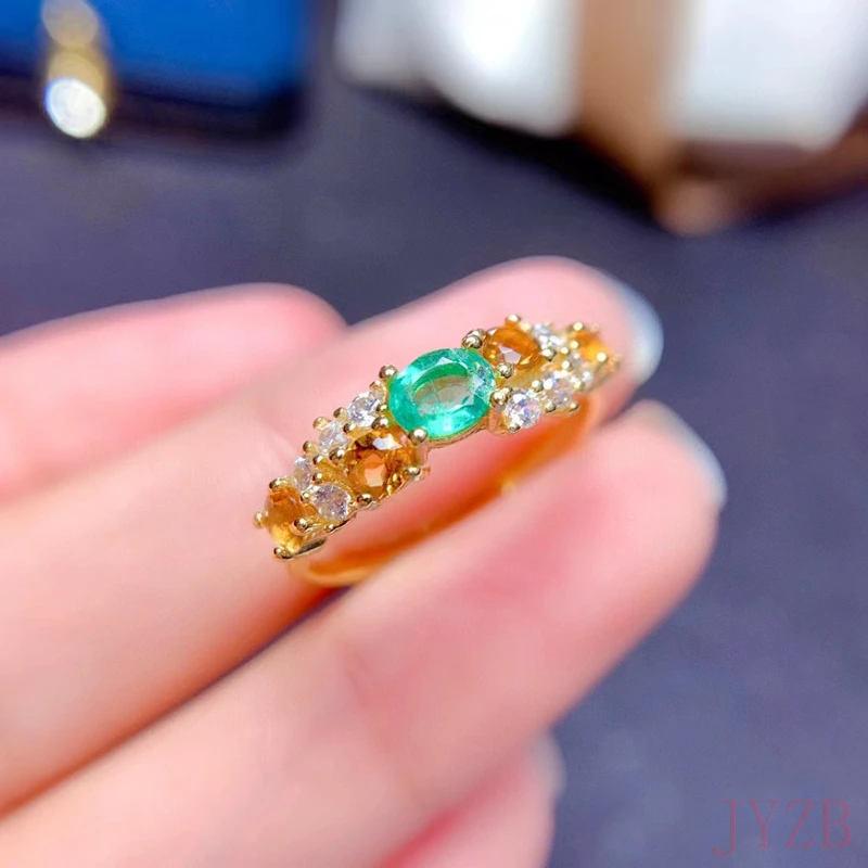

AAAA Natural Colombian Emerald Women's Ring 925 sterling silver gift 4*5MM