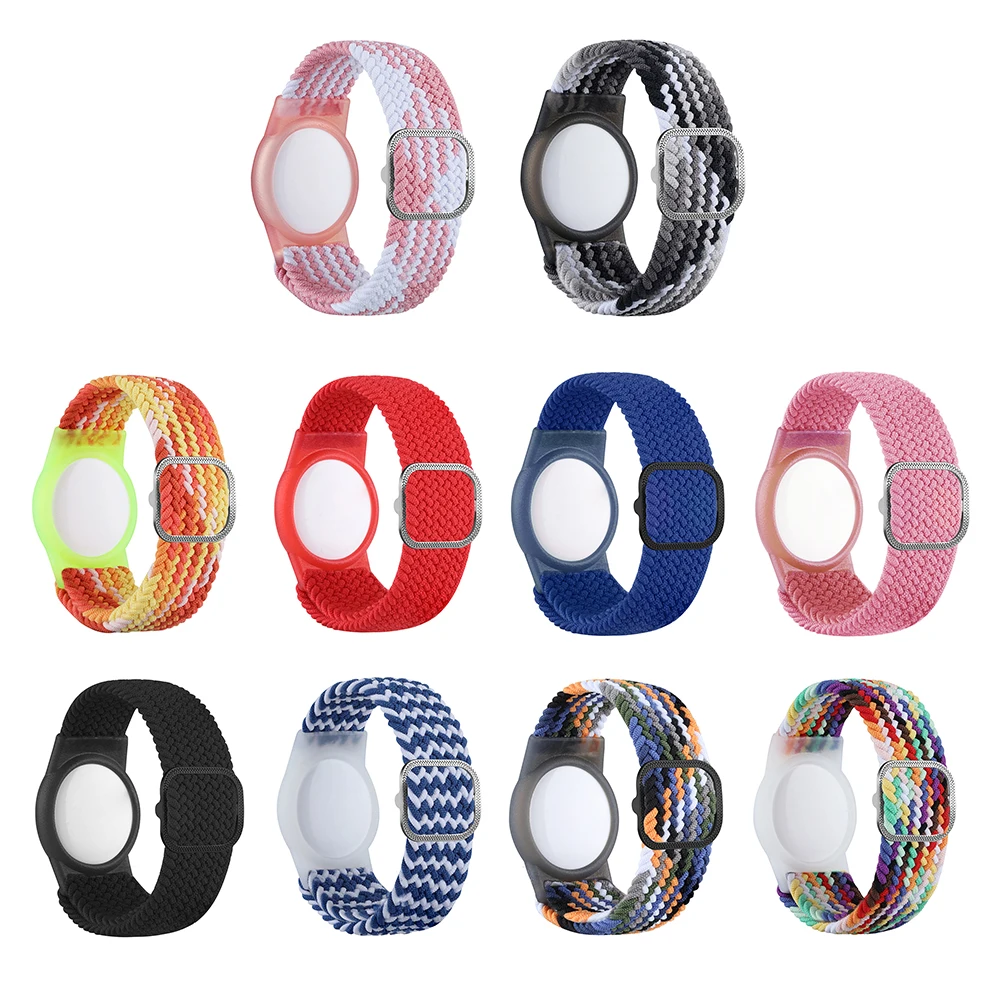 Nylon Braided Kids Strap Anti Scratch Bracelet Adjustable Wristband Holder Protector Tracker Protective Sleeve for Apple Airtag - купить по