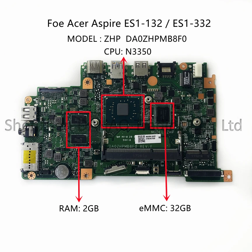   DA0ZHPMB8F0 ZHP   Acer Aspire ES1-132   N3350 2GB-RAM 32G-eMMC NBGHN11005 NB.GHN11.005 100% OK