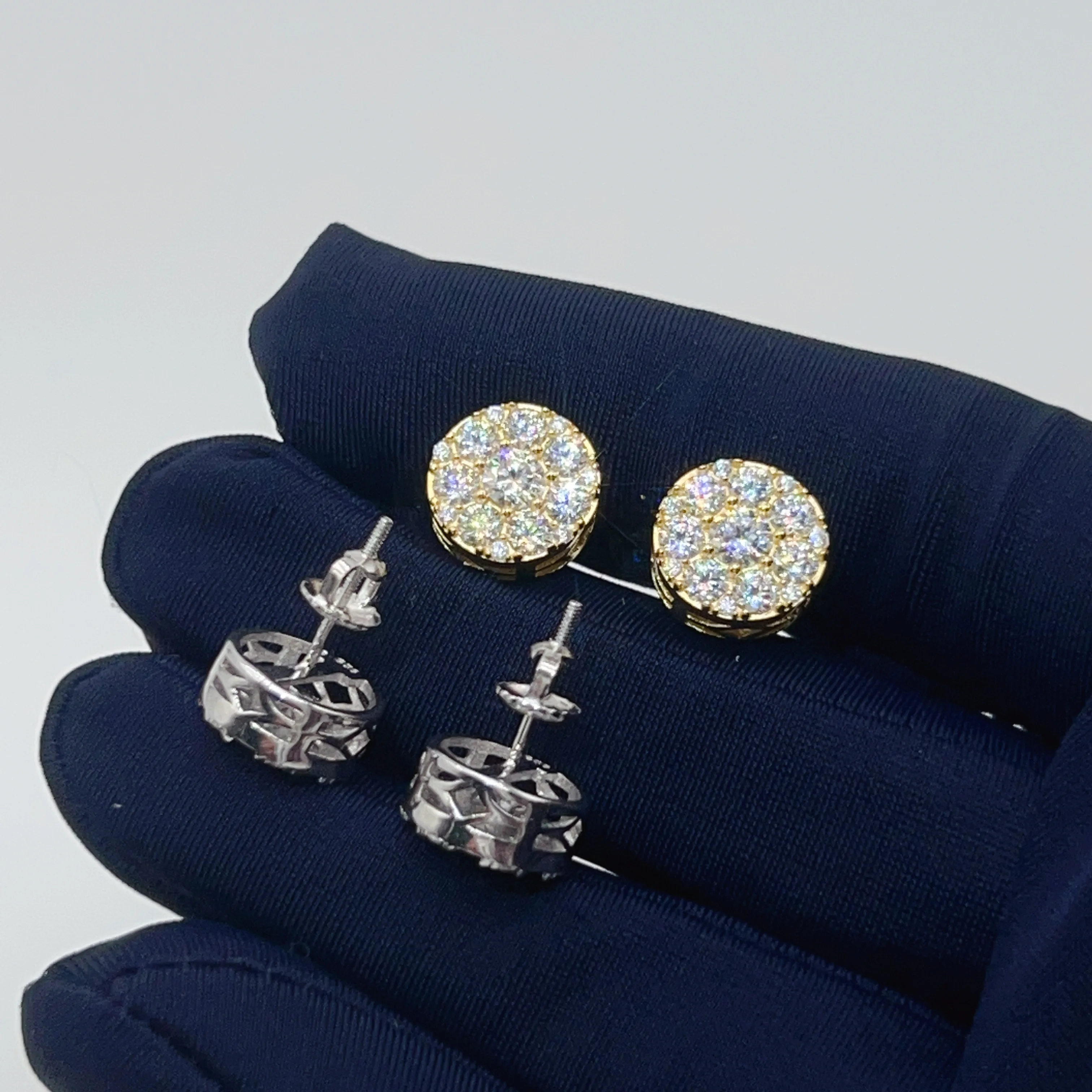 Custom Hiphop Jewelry Pass Diamond Tester 925 Sterling Silver VVS Classic Gold Plated Stud Moissanite Earring