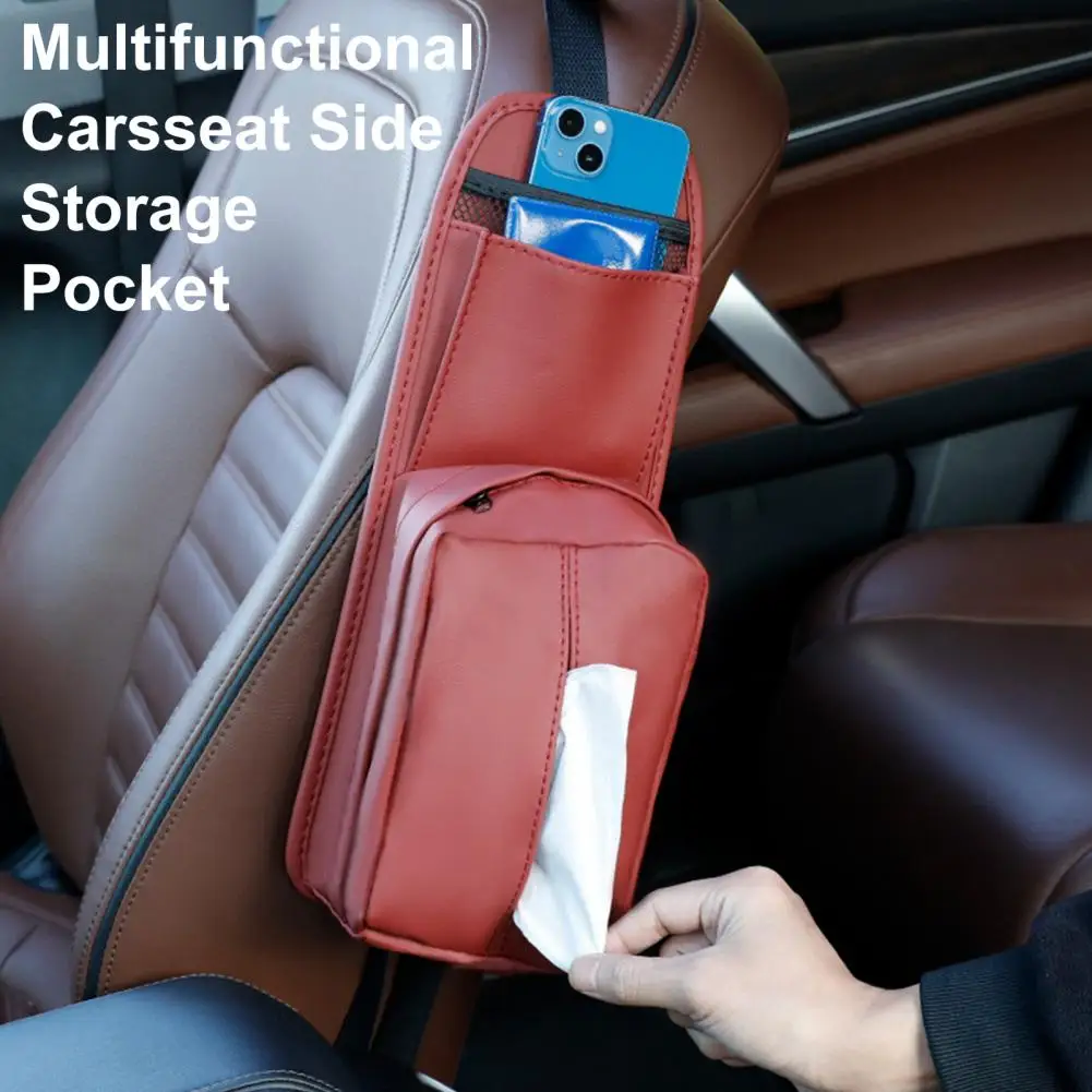 

Органайзер для сиденья автомобиля, удобный регулируемый эластичный ремешок из искусственной кожи, боковой органайзер для карт и телефона, ...