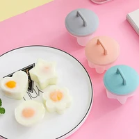 4pcsset cute plastic egg boiler kitchen cooking tools egg mold form with lid brush kitchen tools cooking accessories