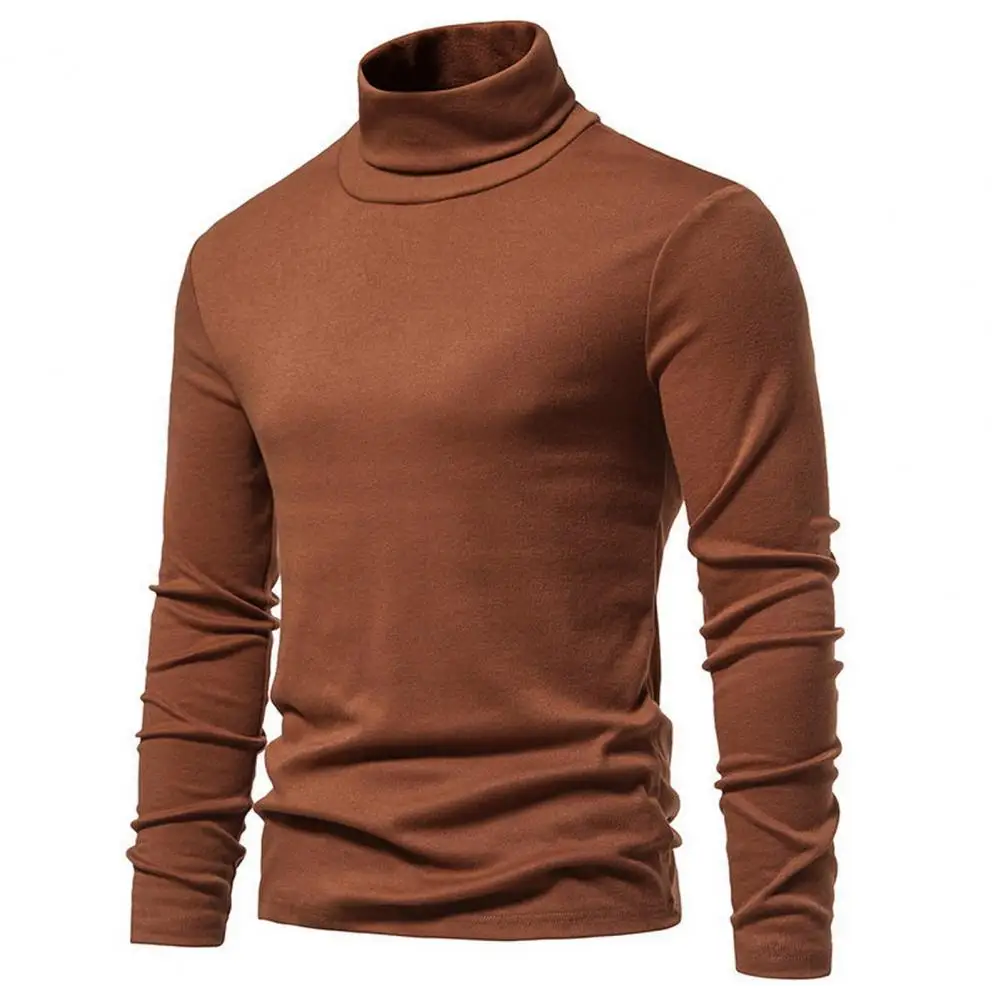

Men Bottoming Top Thick Warm Men's Sweater High Collar Long Sleeve Elastic Solid Color Pullover Ideal Autumn/winter Bottoming