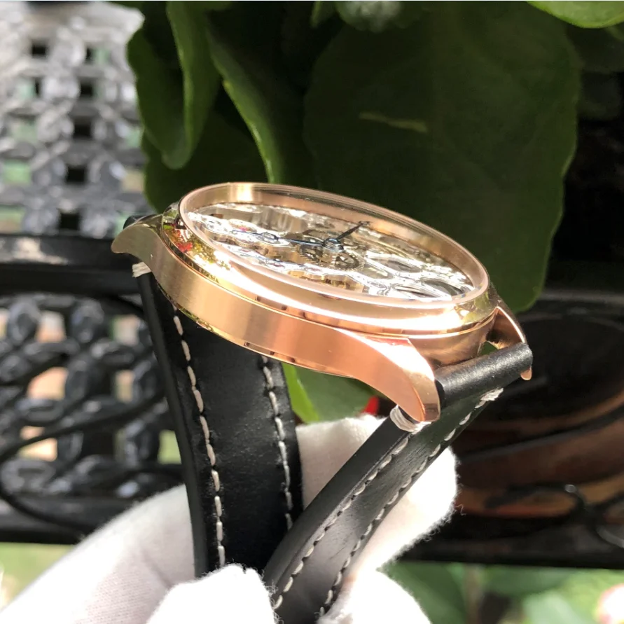 Часы-скелетон 41 мм 6497 GERRVO без логотипа St3600SK механизм с ручным заводом 21600 Dph корпус