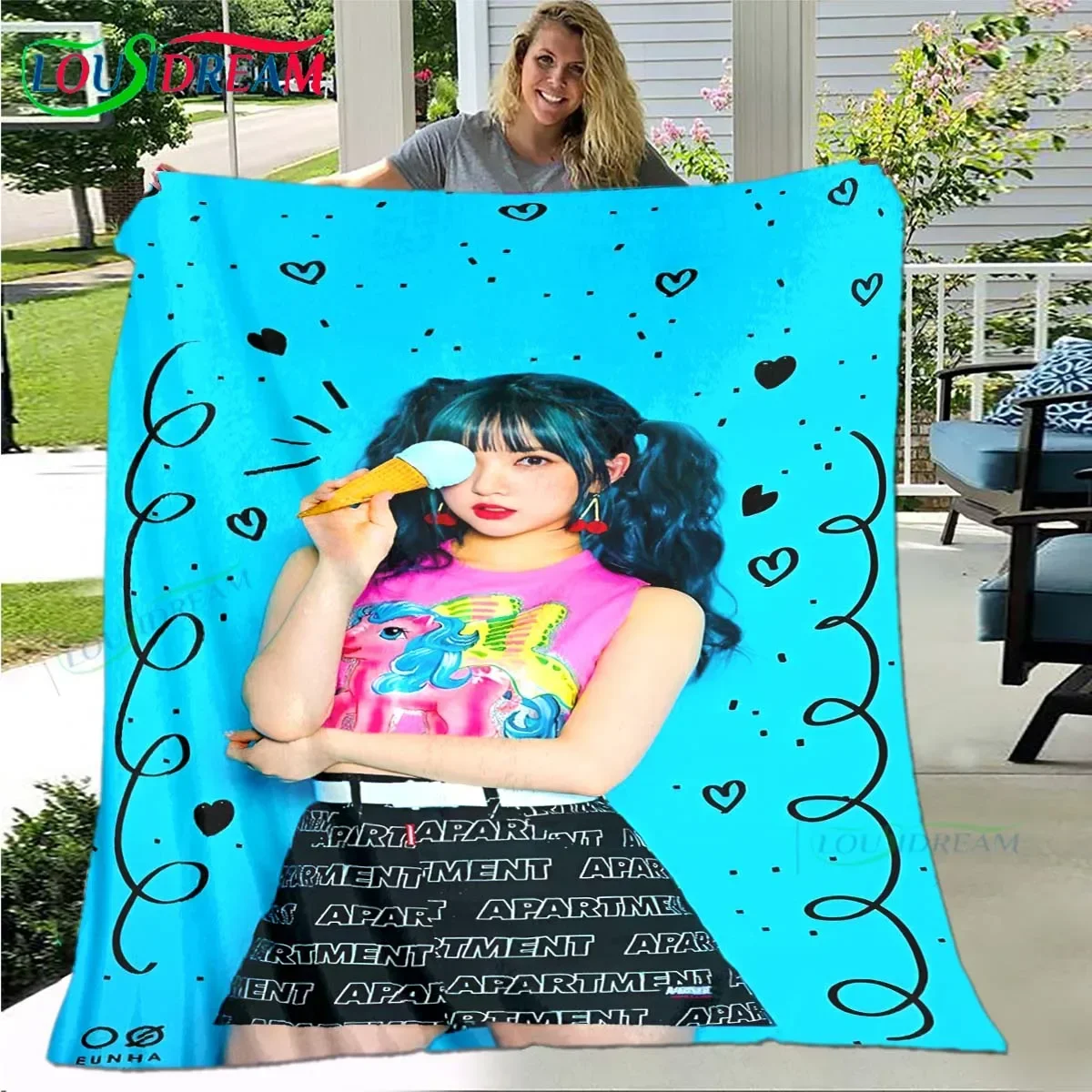 Одеяло Фланелевое с рисунком певицы E-Eunha тонкое портативное для дома путешествий