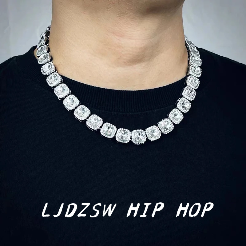 

Hip Hop 13MM Micro Pave Prong Cubic Zircon Alloy Tennis Chain Bracelet Necklace Bling Mens For Men Women Cuban Chain Bar Jewelry
