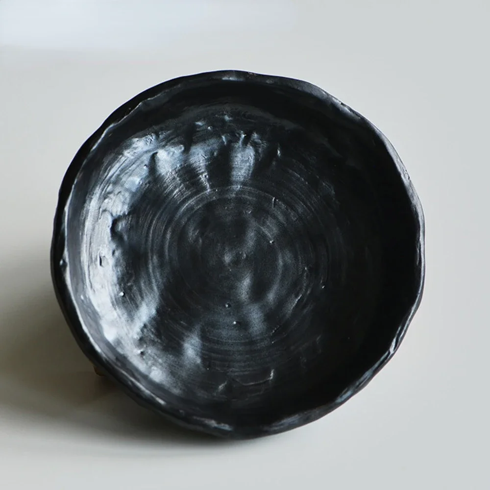 Креативная грубая керамическая тарелка-штатив японская черная повседневная