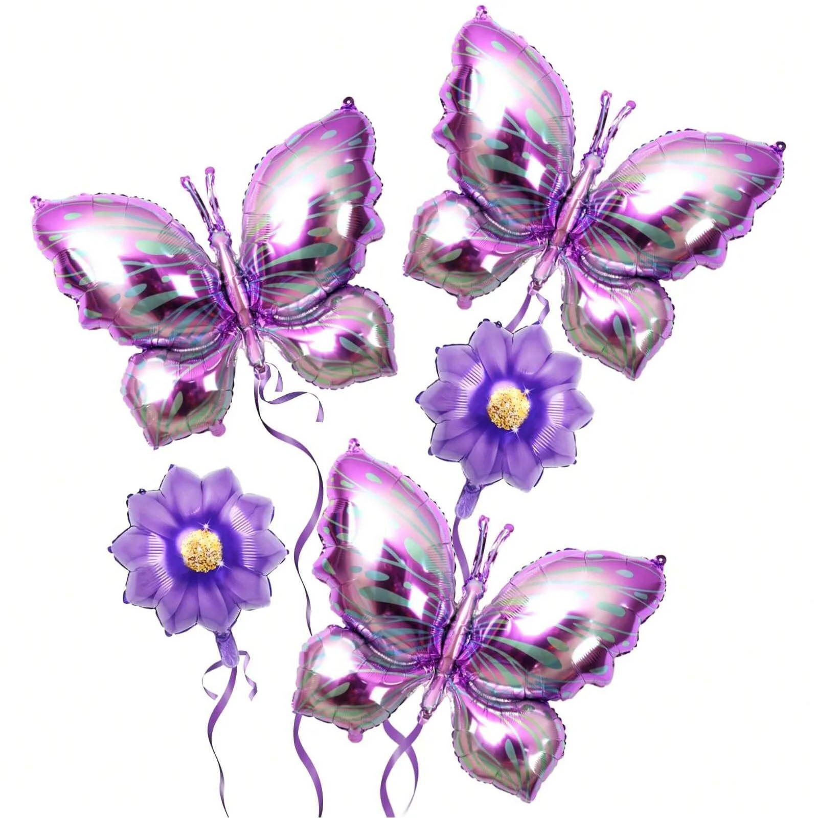 

Набор Из 5 Шаров: Фиолетовые Бабочки И Цветы Для Украшения Дня Рождения, Надувные Латексные Шары, Аксессуары