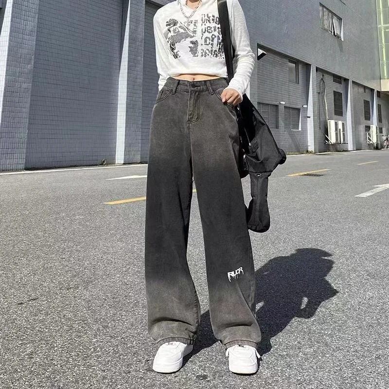 Straight Leg Jeans Women 2023 Fashion Women's Pants Vintage Clothes Denim Female Clothing Streetwear Y2k Woman High Waist