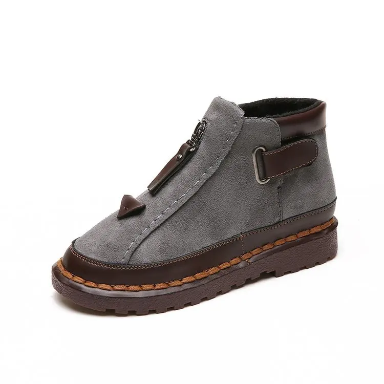 

Women Ankle Boots Spring Plus Size Female Short Booties Platform Retro Nebuck Fashion Zipper Casual Woman's Shoes Nice