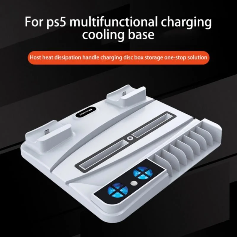 

For PS5 Multi-function Game Controller Cooling Base pad Dual-Charge Disc Holder Charging Station PlayStation 5 Host