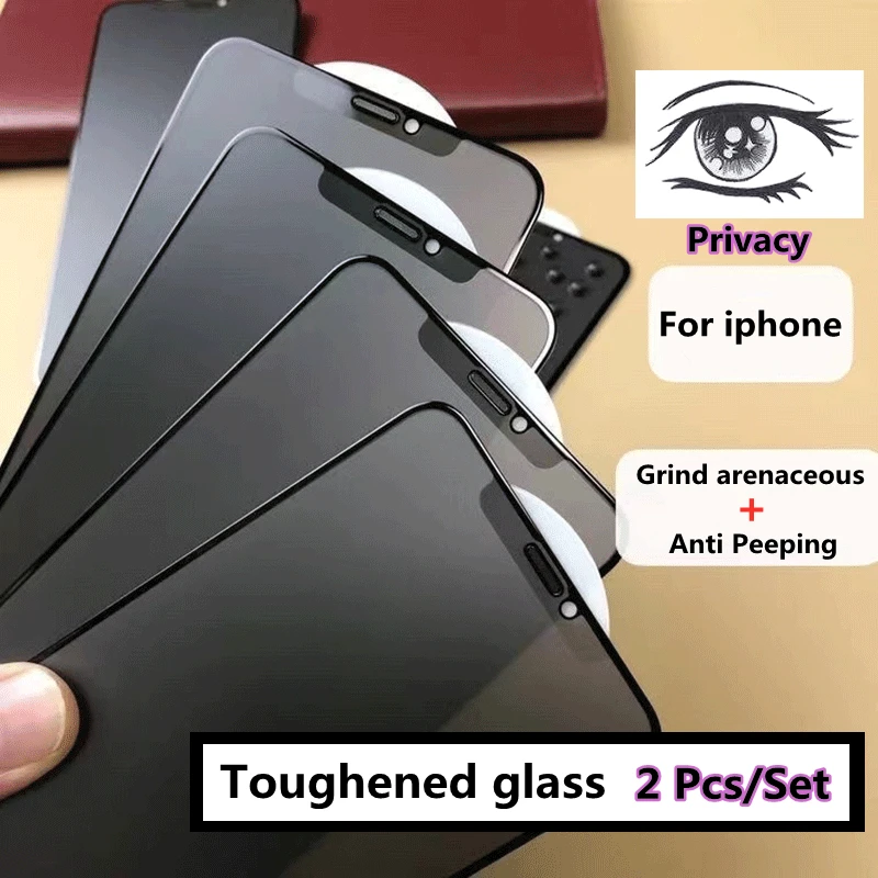 

2PCS Grind Arenaceous With Anti Peeping Toughened Glass Privacy Screen Protectors for IPhone 12 11 Pro Max 13 Mini XS XR X 8 7