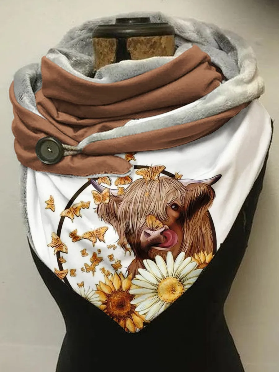 

Pdmcms Apparel Women's Butterfly Cow Casual Scarf for Winter fashionable warm items outdoor scarves and indoor shawls