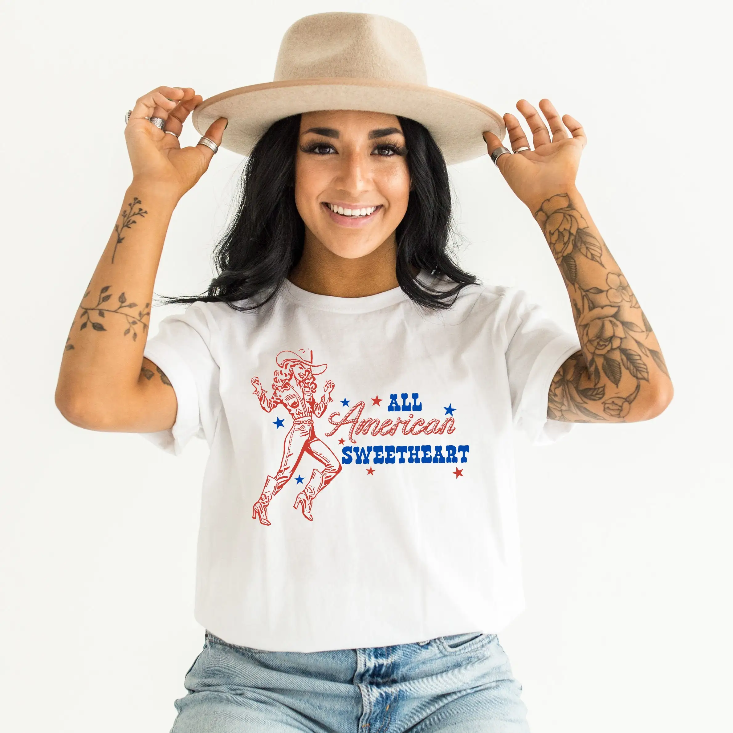 Футболка Пастушка All American SweethearT Freedom 4 июля Патриотический родео Western Parade US67