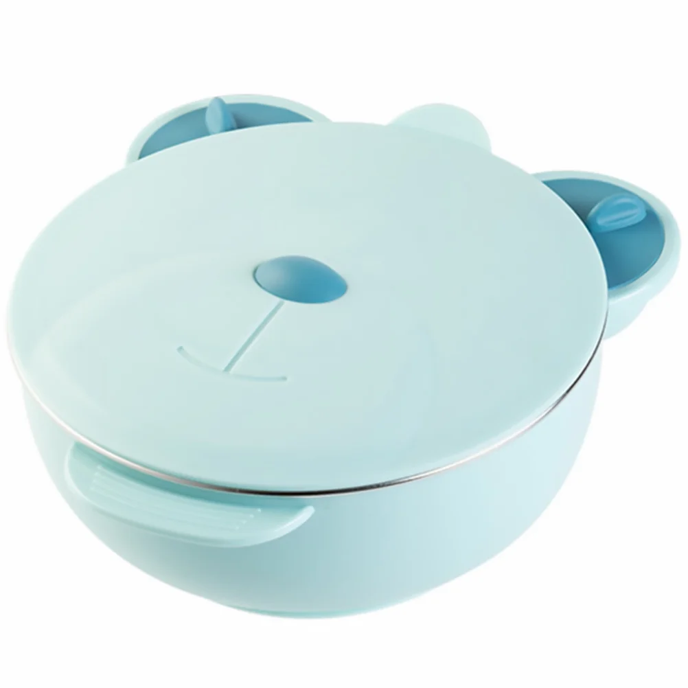 

Baby Suction Bowls Safety Kids Feeding 18.5X18.5cm Sealed Lid Infants Blue Pp