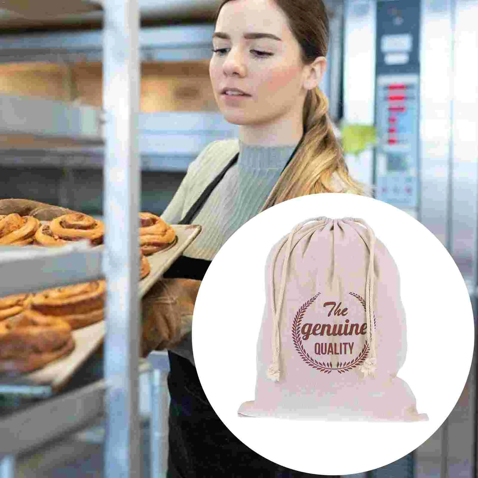 

1Pc Linen Bread Bag Reusable Drawstring Bag Homemade Bread Storage Pouch