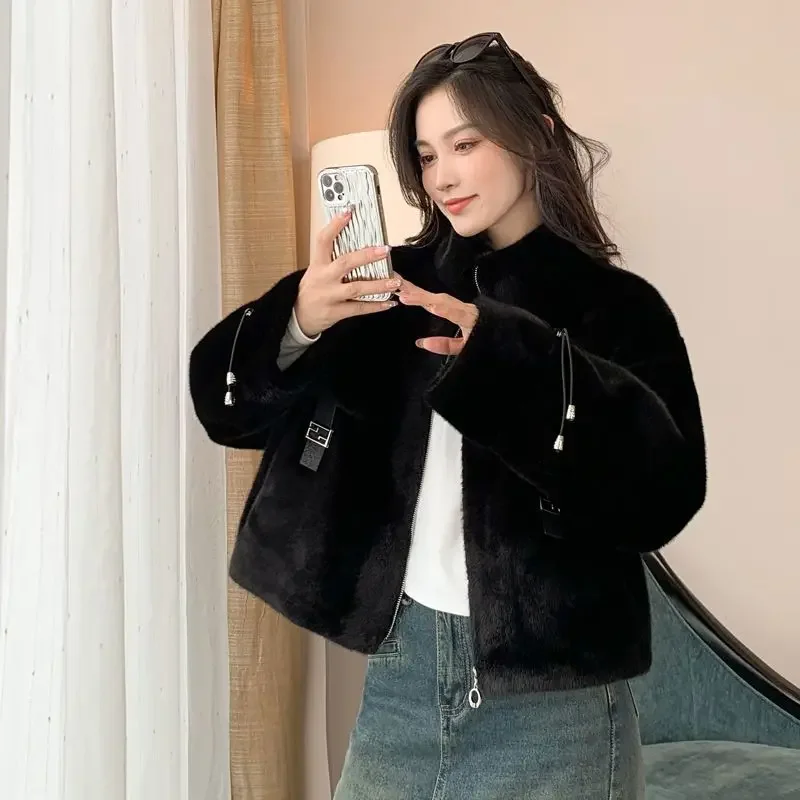 2025 зимняя новая женская шуба из искусственной норки с длинным рукавом на молнии