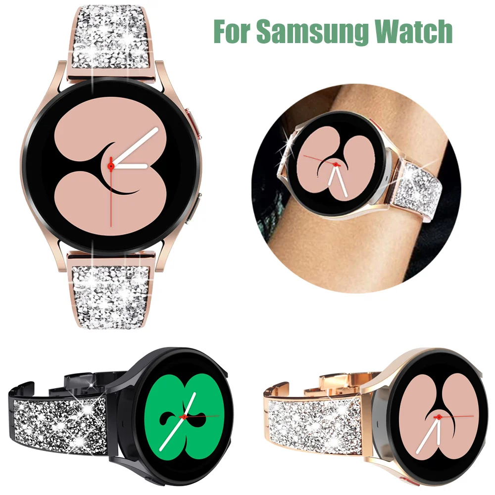 

Bling Stainless Steel Bracelet for Samsung Galaxy Watch 4 44mm 40mm Classic 46mm Band for Galaxy Watch 3 45mm Metal Strap Women