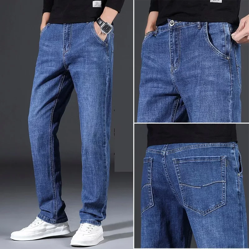 Anti-theft Zipper Pocket Men Pants  Business  Men's Fitted Stretch Denim Jeans Men Clothes Sulee Brand Embroidered