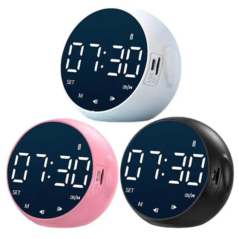 Large Display Mirror Alarm Clock Speaker 3 Levels Brightness Digital Desk Clock Alarm Clock Radio Usb Charge