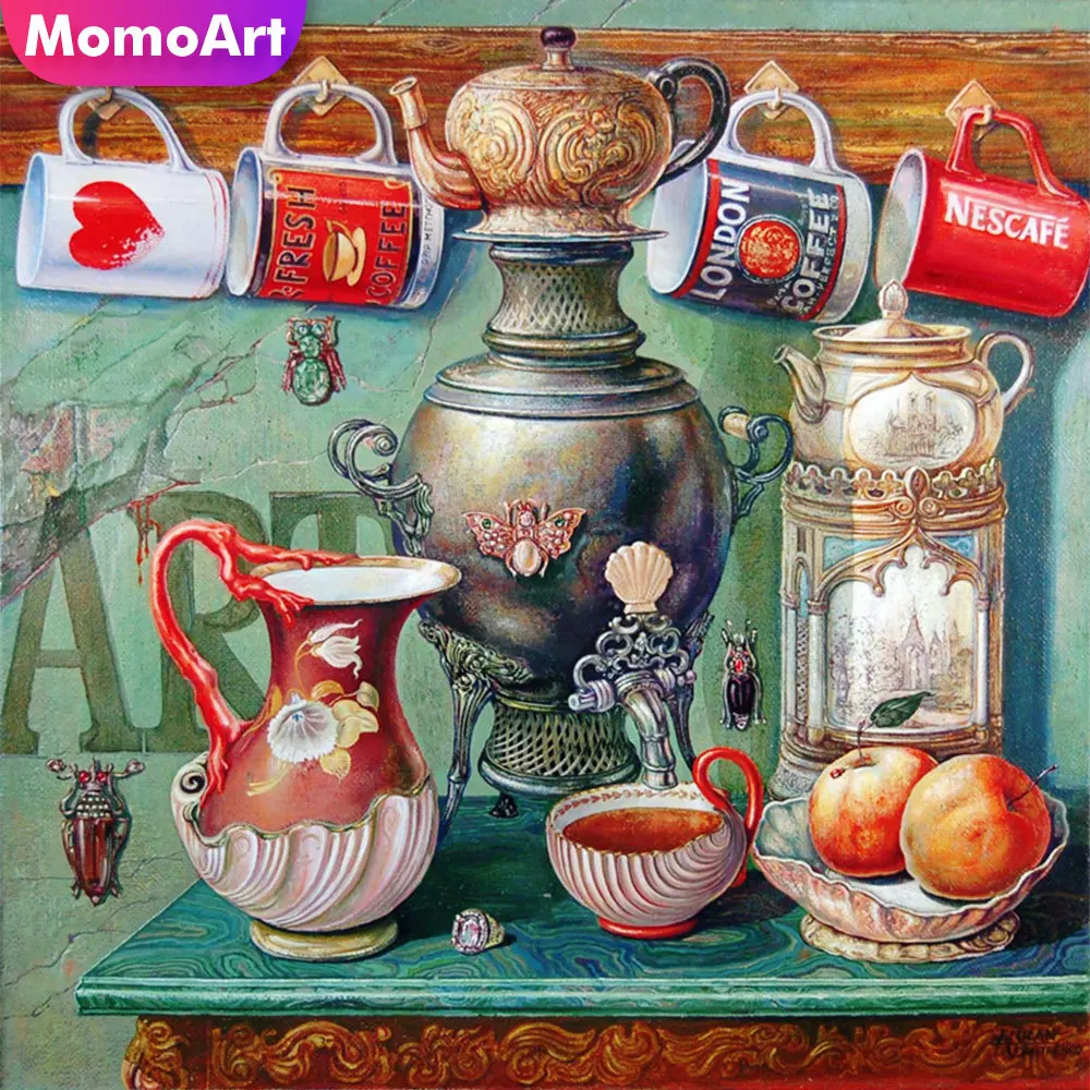 

MomoArt Алмазная живопись кухню кустарный декор для дома Алмазная вышивка пейзаж чашка картина стразами полная площадь мозаика вышивка крести...