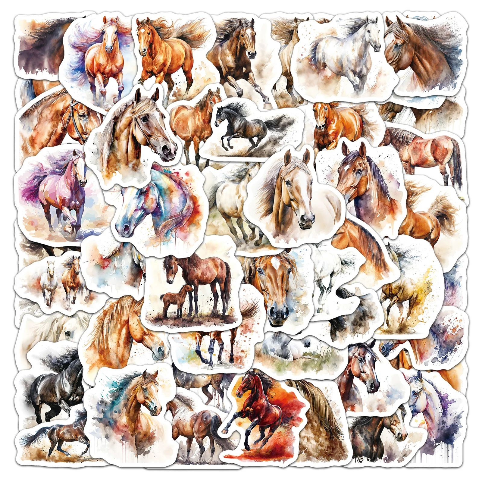 

Набор из 50 разноцветных водонепроницаемых наклеек с рисунками лошадей