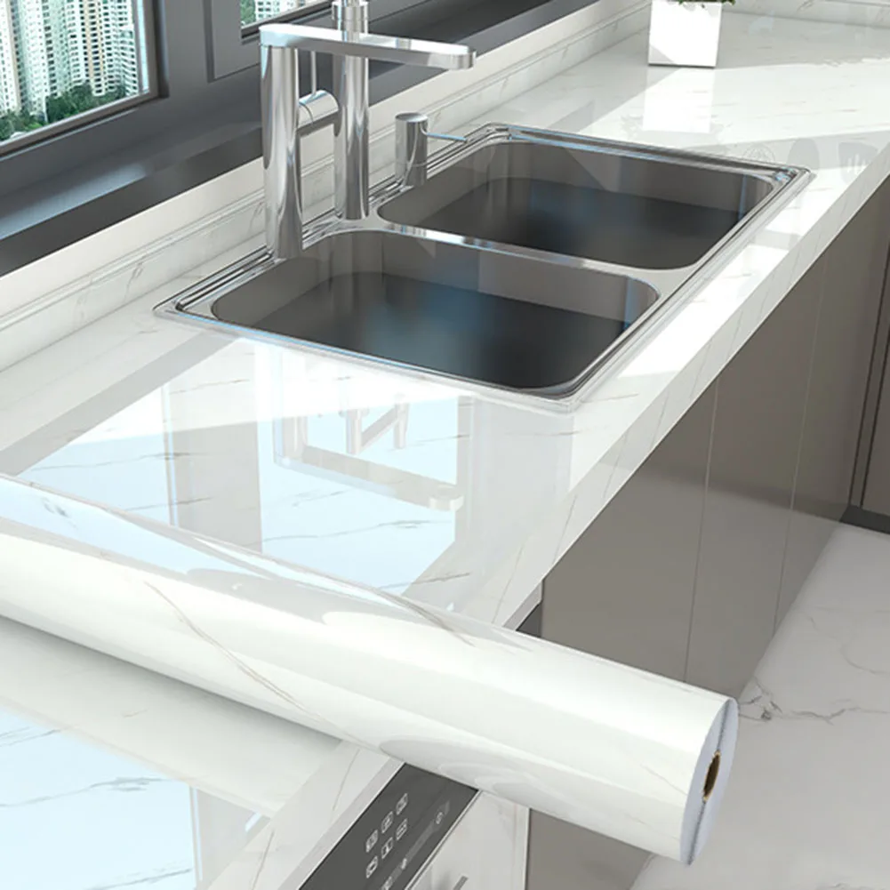 

5M Marble Vinyl Waterproof Wall Sticker Kitchen Countertop Stickers Adhesive Oil Proof Cabinet Refurbished Sticker 40cm