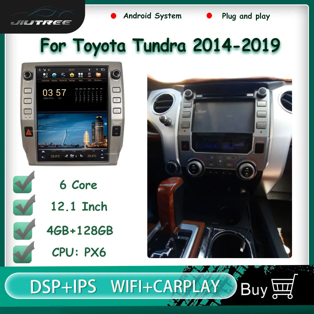 

12,1 дюймовый Android 11 автомобильный радиоприемник для Toyota Tundra 2014 - 2019 автомобильный стерео DVD мультимедийный плеер Gps навигация Carplay вертикальный