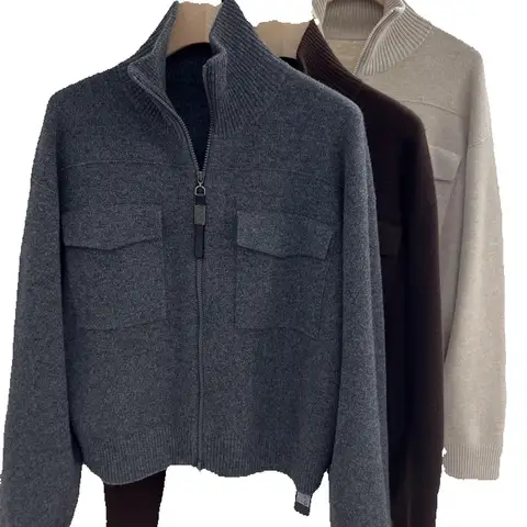 Женский кашемировый кардиган с воротником-стойкой