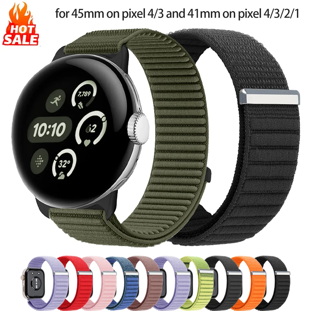 Фото Нейлоновый ремешок-петля для Google Pixel Watch 4, ремешок 3, 41 мм/45 мм, спортивный удобный плетеный браслет Correa для ремня Pixel 2, 41 мм №1