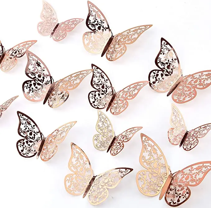 

12pcs 3D Butterfly Wall Stickers 3 Sizes Butterfly Wall Decals Room Wall Decoration for Bedroom Party Wedding Decors