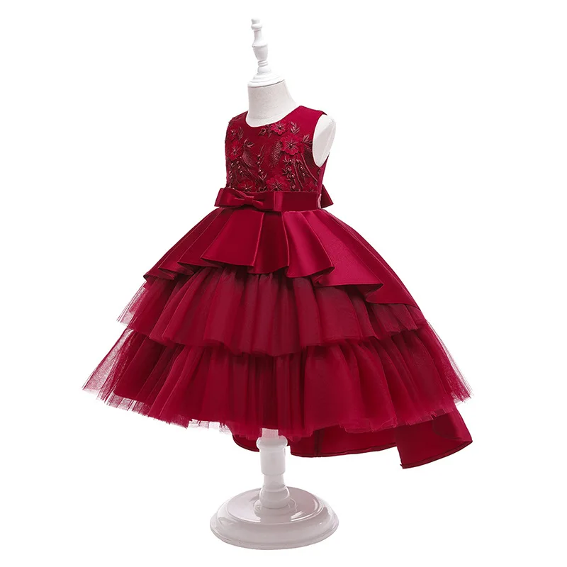 

New Children's Dress Girls' Princess Dress Flower Children Trail Show Wedding Dress Evening Birthday Performance Dress