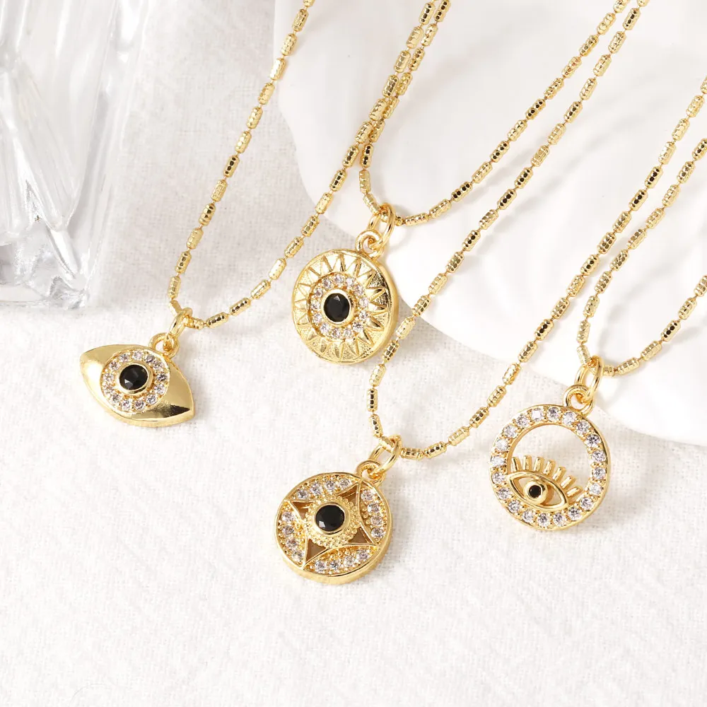 FLOLA маленькие синие ожерелья от сглаза для женщин медные позолоченные с