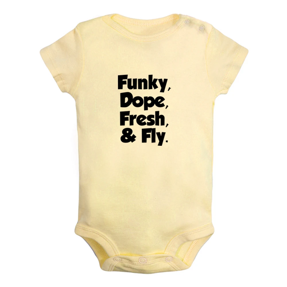 

Funky Dope Fresh & Fly Cute Baby Rompers Baby Boys Girls Fun Print Bodysuit Infant Short Sleeves Jumpsuit Kids Soft Clothes