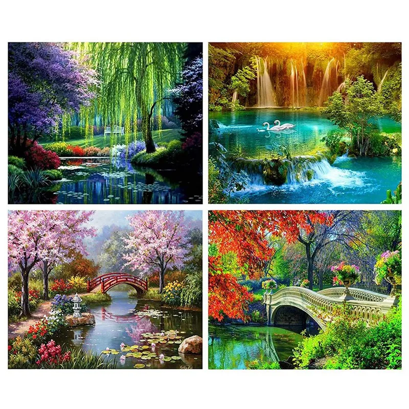 

DIY наборы для алмазной живописи для взрослых, круглая полноразмерная вышивка кристаллами, картины для домашнего декора, ландшафта