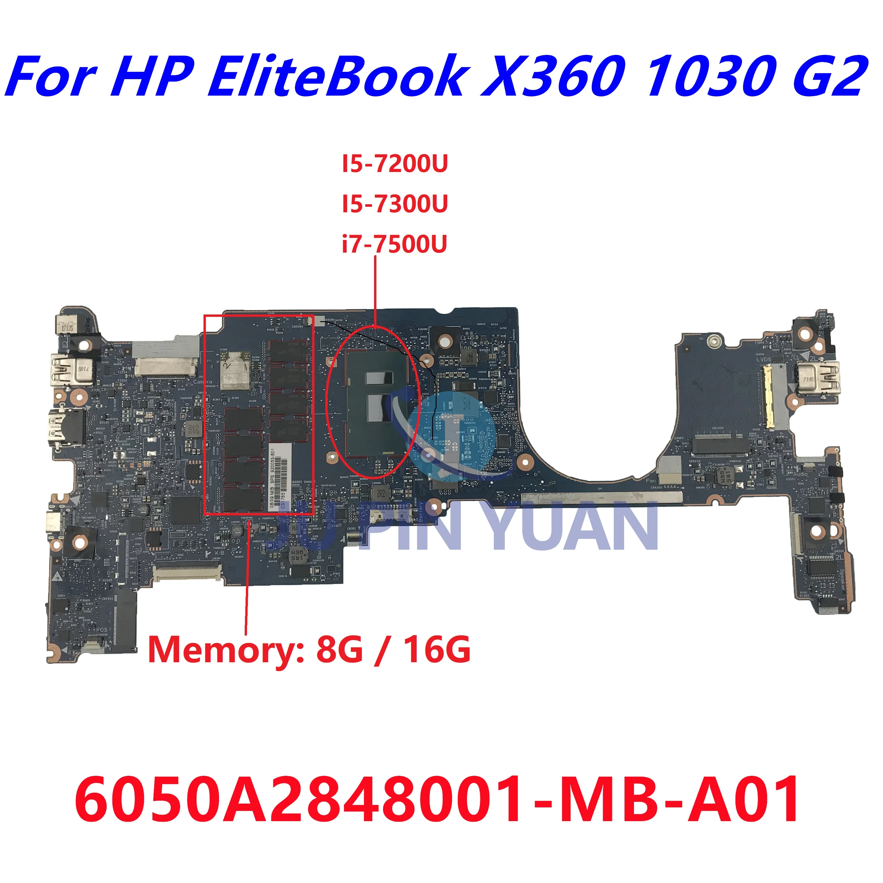 

For HP x360 1030 G2 Laptop motherboard 6050A2848001-MB-A01 920053-601 920053-001 With SR340 I5-7300U 8GB 100% Fully Tested
