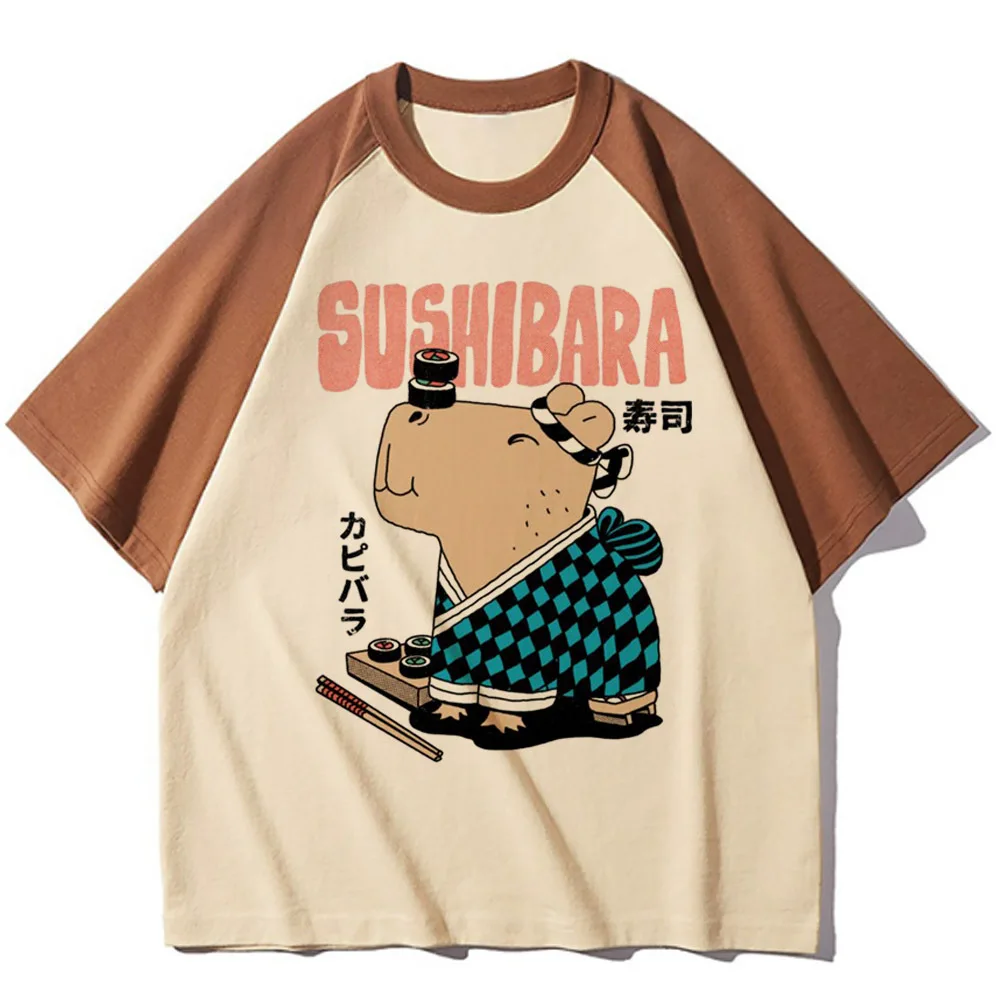 Capybara t-shirt female Punk Pastel Comfortable Pop Culture 2000s Retro t shirt Trendy Colorful streetwear hip hop