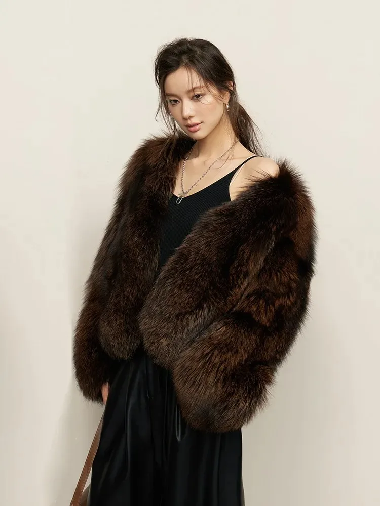 Лидер продаж модная новая шуба из натурального меха енота высокое качество