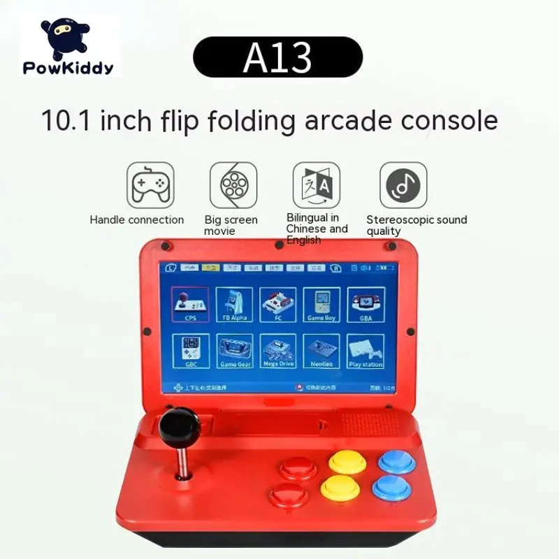 Powkiddy A13 Video Game Console 10 Inch Large Screen Detachable Joystick HD Output Mini Arcade Retro Game Players CPU Simulator