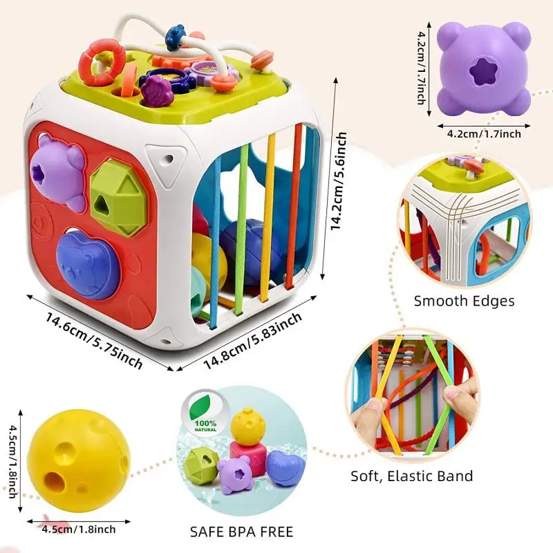 7 in 1 Baby Toys 0 6 12 Months Sensory Shape Sorter Toys Pull String Toy Montessori Educational Toys for Children 1 2 3Year Game images - 6