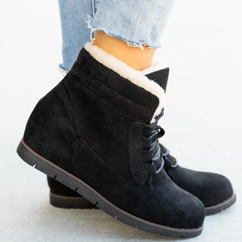 

Women Ankle Boots 2023 Winter Plus Size Short Snow Boots Women Plush Warm Internal Increase Lacing Cotton Shoes Botas De Mujer