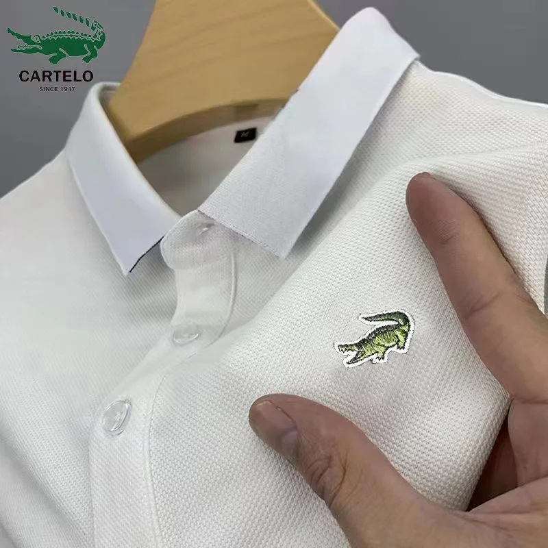 

CARTELO Summer New Men's Lapel Polo Shirt Embroidered Short Sleeve Casual Business Fashion Slim Fit Polo Shirt for Men