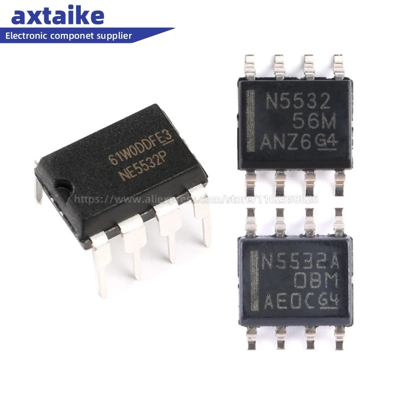 

10PCS NE5532 NE5532P NE5532AP DIP-8 NE5532DR NE5532ADR N5532 N5532A SOIC-8 SMD Dual Low-Noise Operational Amplifiers IC