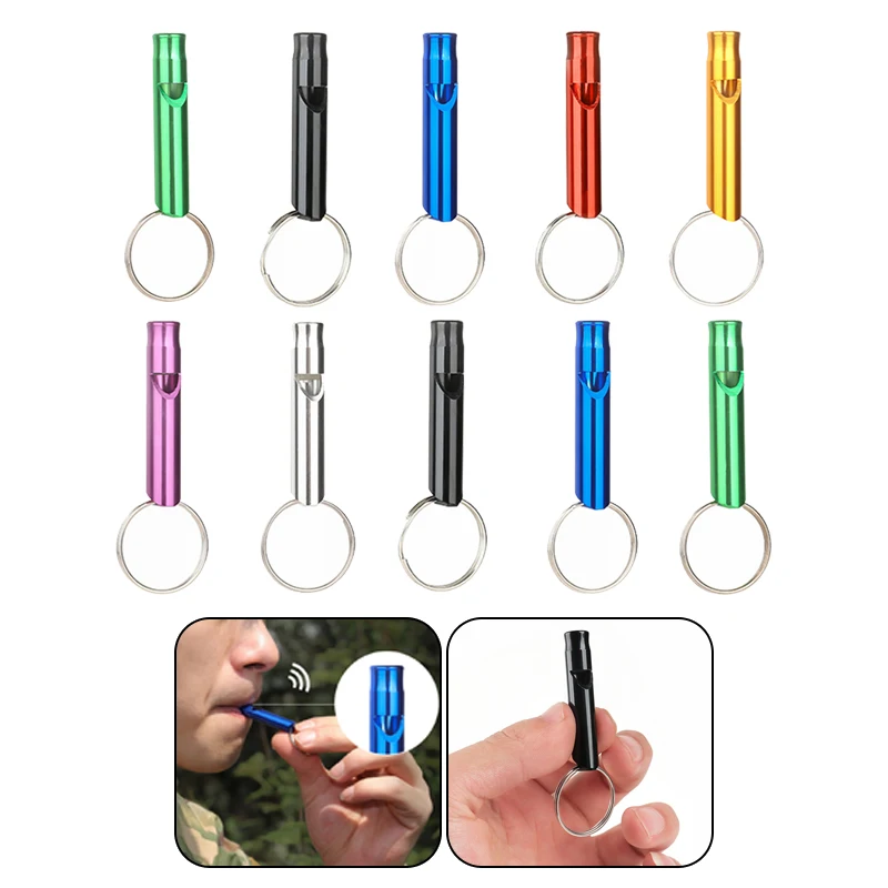 

1pcs Whistle Outdoor Metal Multifunction Pendant With Keychain Keyring For Outdoor Survival Emergency Mini Size Whistles
