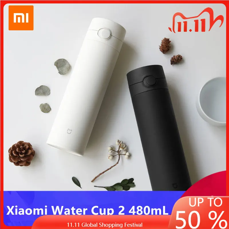 Xiaomi Water Cup 2 Generation 480mL Thermos Keep Warm/Cold Cup Travel Portable 316L Stainless Steel Lock Design Single Hand Open