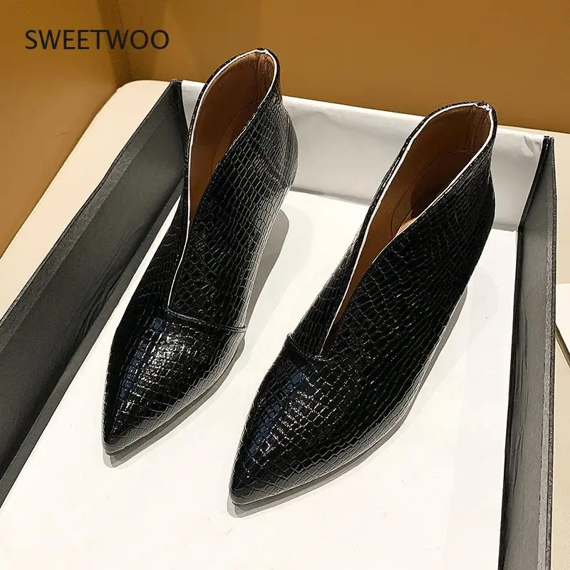 

2022 New Women for Shoes Casual Pumps Short Boots Sexy High Heels Pointed V-mouths Ladies Dress shoes OL Daily Shoes