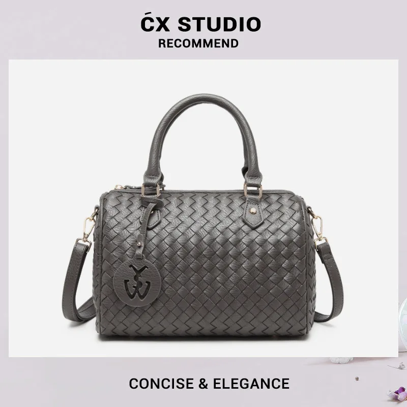 

2022 New European and American Fashion Woven Pillow Bag Boston Hand-Carrying Big Shoulder Bag Crossbody Women's Bag