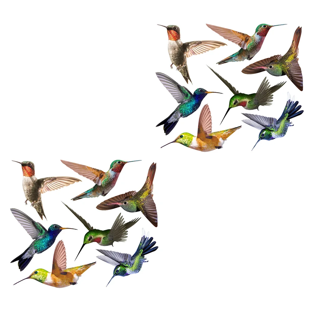 

2 Sets/14pcs Wall Sticker Lipgloss Sets Bird Anti Collision Decals Earth Tones Bird Wall Decals Pvc Alert Bird Window Decals